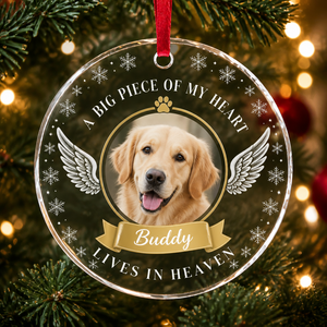 Pet Memorial Photo Ornament — A Big Piece of My Heart Lives in Heaven - Personalized Transparent Acrylic Ornament ecdc082c-8713-4cc4-9374-9584232b0f11.png