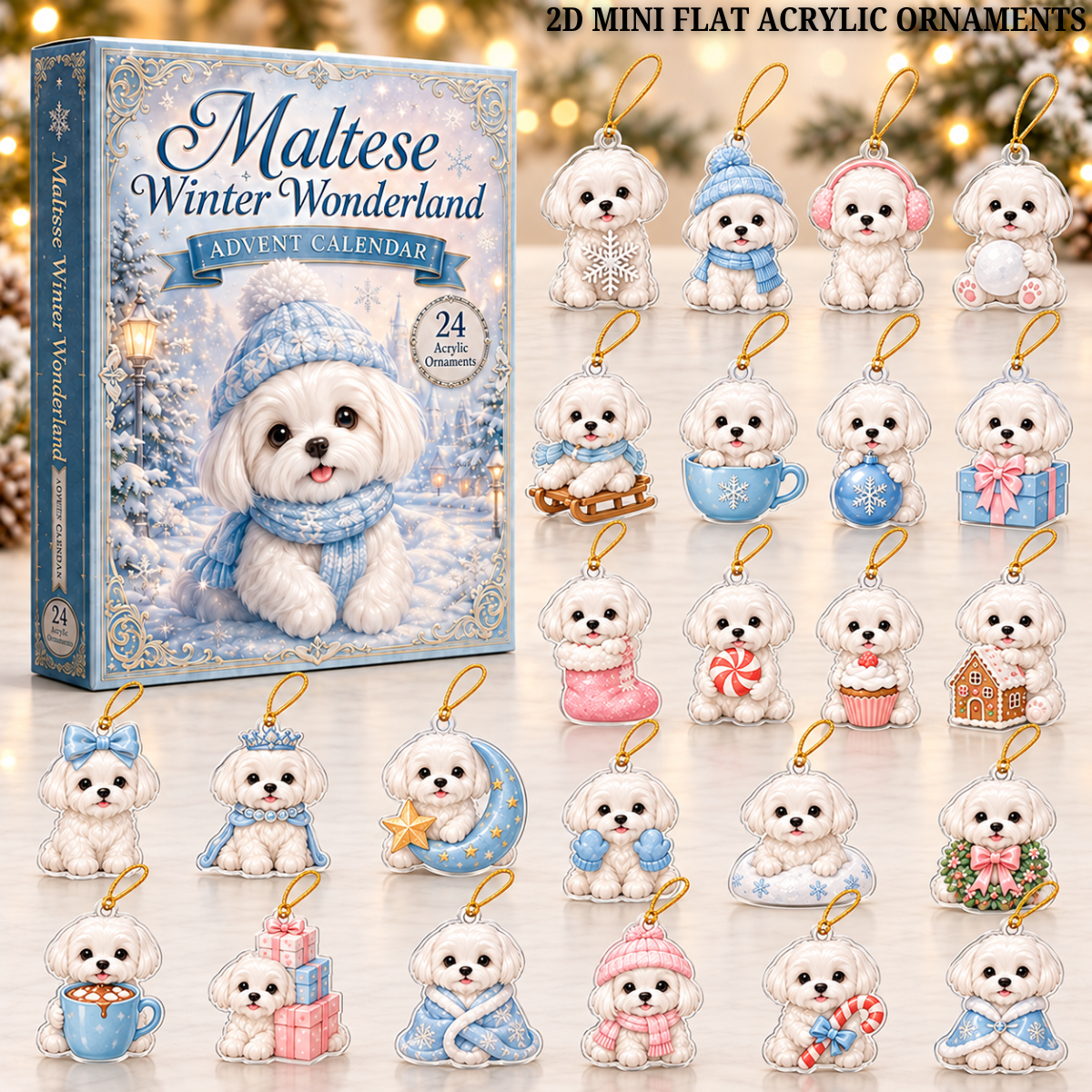 Maltese Winter Wonderland Advent Calendar 2026 - 24-Day Festive Countdown, Acrylic Charms Blind Box - Gift For Dog Lovers ecfe6bc2-649e-4f47-ae7f-dea24575bb05-maltese-text.png
