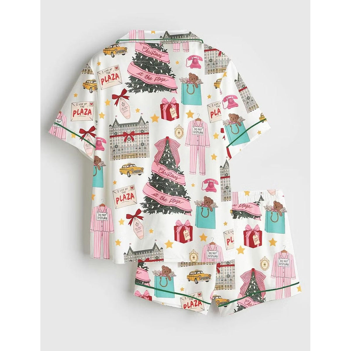 Women’s Christmas in New York Satin Pajama Set, NYC Holiday Short Sleeve Sleepwear, Festive Christmas Pajamas, Winter Gift For Her ed26615a-e42c-4030-a745-bbd22e3b1a11-plaza_square_03.jpg