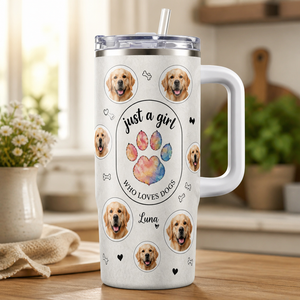 Just a Girl Who Loves Dogs — Custom Pet Photo 40oz Tumbler - Personalized 40 oz Stainless Steel Tumbler ed3ddc5f-e60b-45ad-bdc5-76b31fe1f0ef.png
