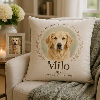 Pet Memorial Portrait Pillow — Forever In Our Hearts - Personalized Pillow ed441168-b7f8-4a5f-9772-a4ca31294d7a.jpg