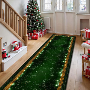 Green Christmas Runner Rug with Gold Trim, Festive Hallway Carpet, Holiday Entryway Runner, Decorative Winter Home Floor Mat ed556313-379a-4a12-95f5-fa31308b15b1-3.jpg
