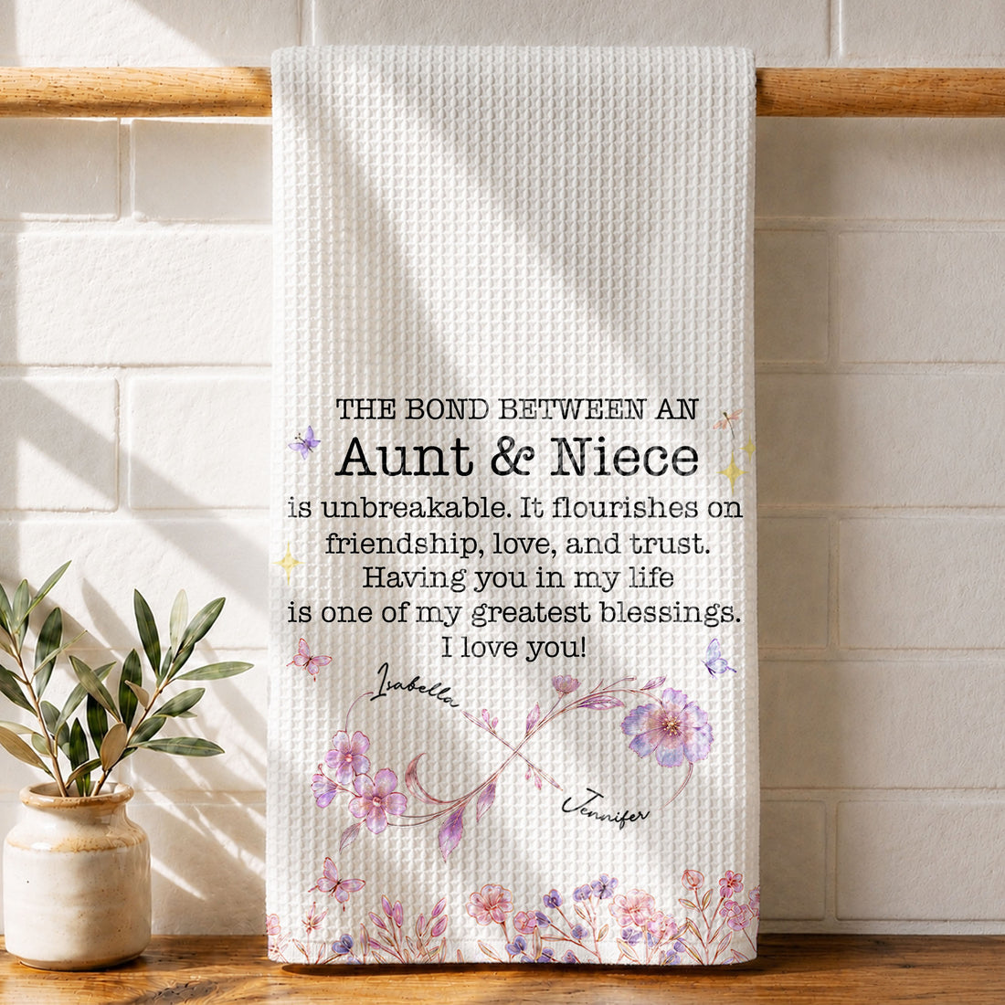 Aunt And Niece Bond, Personalized Kitchen Towel, Gift For Aunt ed7ff10f-6745-4ce2-81ec-8bc8379211ca-1.jpg