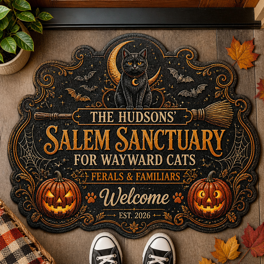 Personalized Salem Sanctuary Cat Doormat - Personalized Custom Shape Doormat (ZB) ed97152c-409f-48fd-825d-be2cf57fd679.png