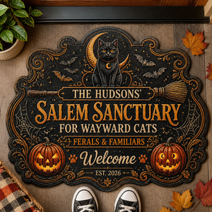 Personalized Salem Sanctuary Cat Doormat - Personalized Custom Shape Doormat (ZB) ed97152c-409f-48fd-825d-be2cf57fd679.png