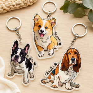 Custom Pet Portrait KeyChain: Personalized Dog Photo Gift