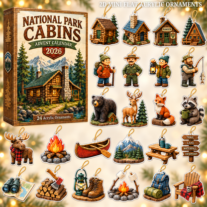National Park Cabins Advent Calendar 2026 - 24-Day Festive Countdown, Acrylic Charms Blind Box - Gift For Family & Friends ed9b3831-2cc3-4e81-a8c6-41eceb83f0e8-cabin-text.png