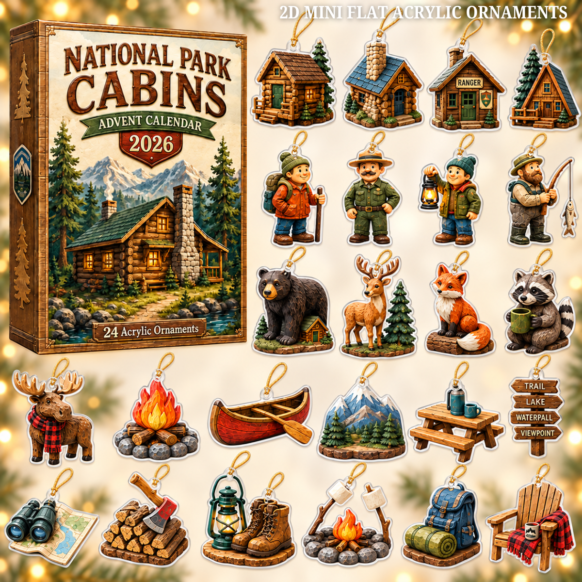 National Park Cabins Advent Calendar 2026 - 24-Day Festive Countdown, Acrylic Charms Blind Box - Gift For Family & Friends ed9b3831-2cc3-4e81-a8c6-41eceb83f0e8-cabin-text.png