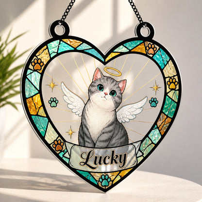 Heart Stained-Glass Cat Memorial Suncatcher – Custom Pet Name - Personalized Suncatcher Stained Glass ed9ca3c5-1e20-46a2-887d-7a121c49696b.jpg