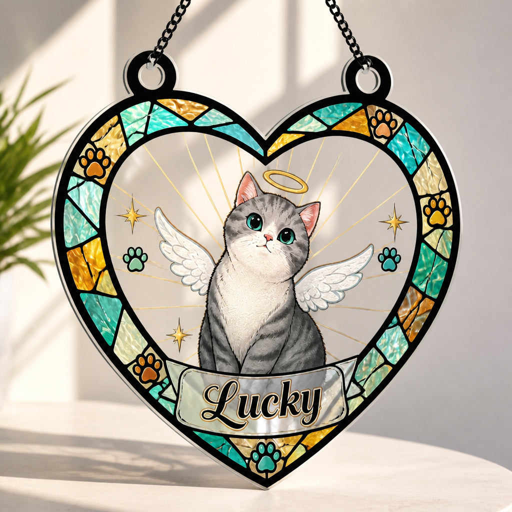 Heart Stained-Glass Cat Memorial Suncatcher – Custom Pet Name - Personalized Suncatcher Stained Glass ed9ca3c5-1e20-46a2-887d-7a121c49696b.jpg