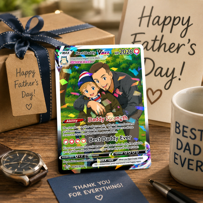 Custom Fathers Day Card, Gift For Dad, Personalized Poke Anniversary Card, Father's Day Gift, Custom Pokemon Card