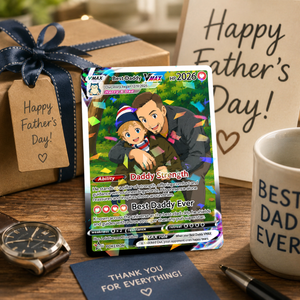 Custom Fathers Day Card, Gift For Dad, Personalized Poke Anniversary Card, Father's Day Gift, Custom Pokemon Card