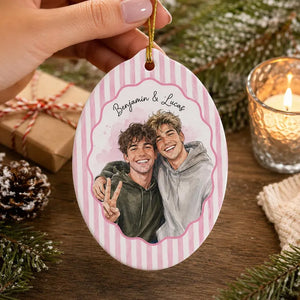 Personalized Watercolor Portrait Ceramic Ornament, Custom Couple Photo Ornament, Engagement Gift, Wedding Keepsake, Anniversary Gift edc70131-41fc-4289-96a7-8d0c778806f4-ggggggggggg-4-.webp