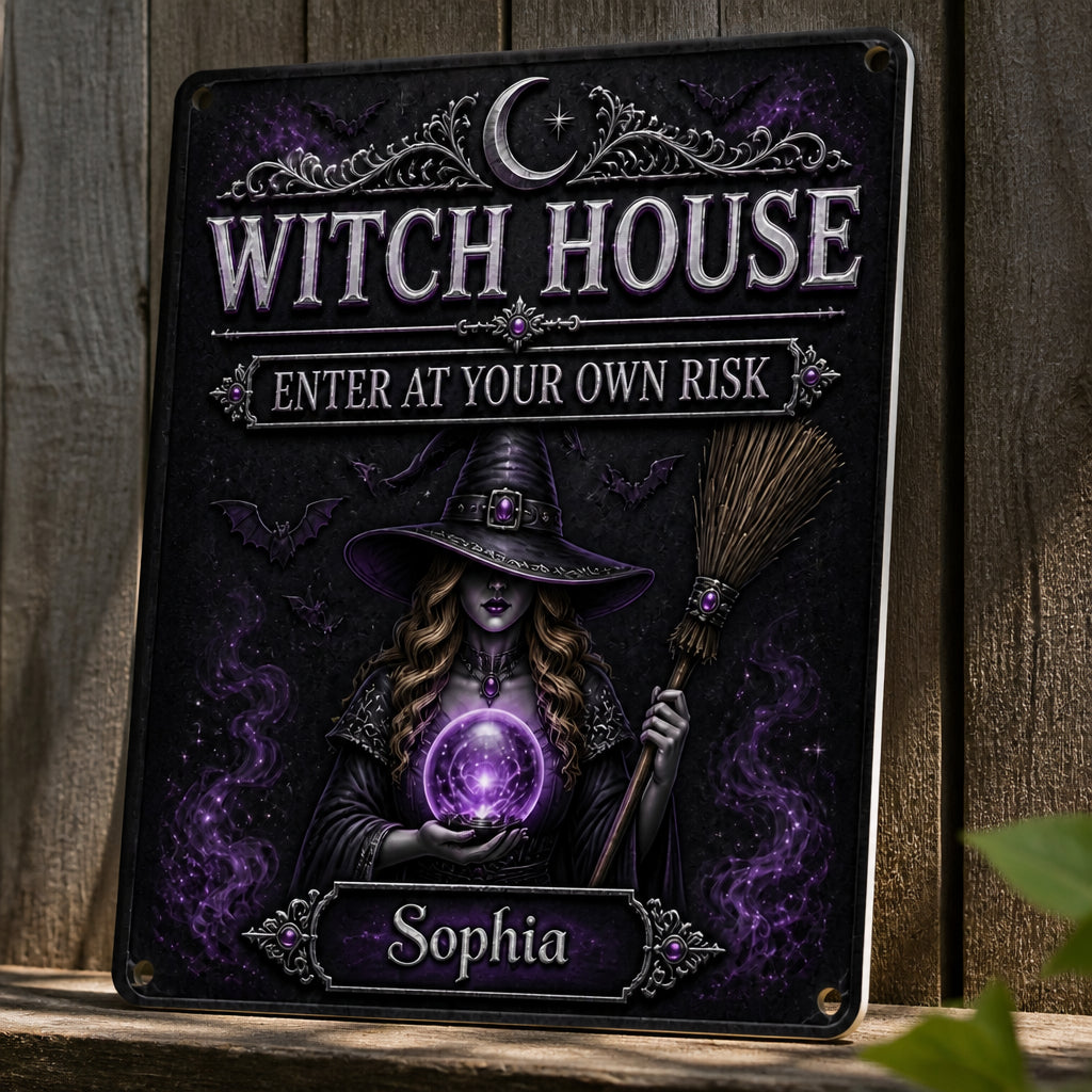 Witch House – Enter At Your Own Risk Personalized Metal Sign - Personalized Metal Sign edd2a935-cc3c-4a44-a435-fc0de6660ef9.jpg