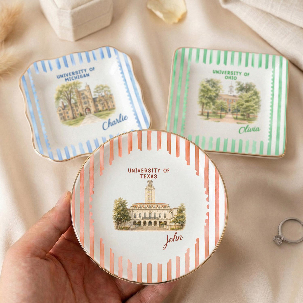 Custom University Ring Dish, Graduation Trinket Tray, Class of 2026 Jewelry Tray, University Spirit Striped Dish, Senior Night Gift edd9d256-cb79-4731-b01e-a511d15f3bee-2.jpg