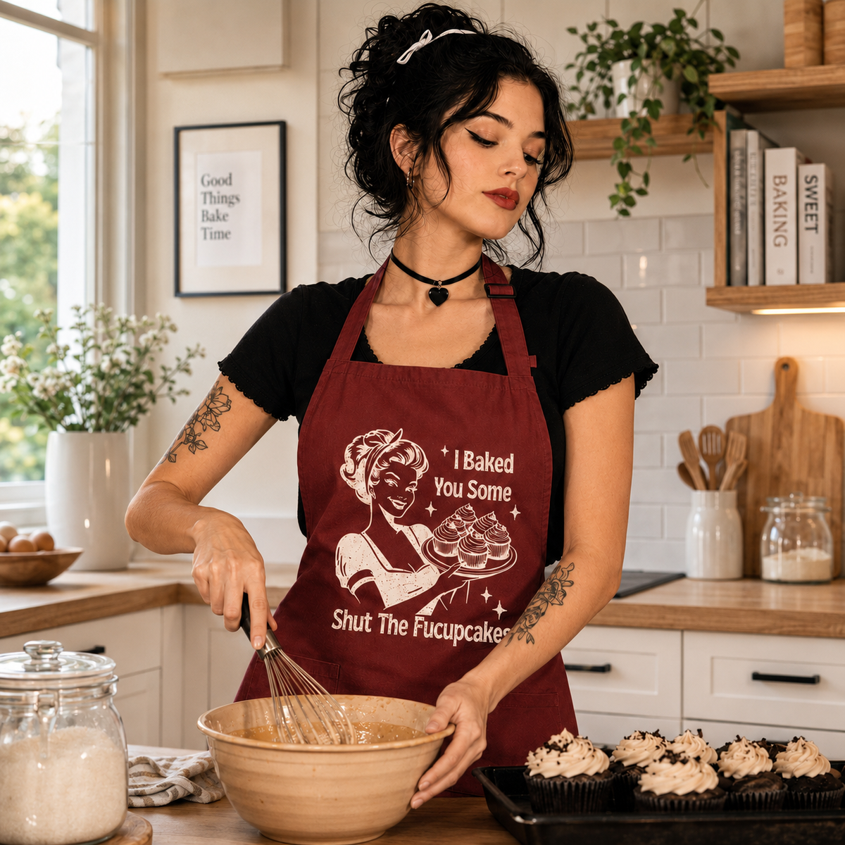 I Baked You Some Shut The Fucupcakes Apron, Funny Baking Apron, Baking Apron, Gift for Bakers, Baker Gift, Kitchen Apron,Baking Gift for Mom
