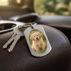 Pet Memorial Photo Keychain – Once by my side - Personalized Color Printed Stainless Steel Keychain edebb167-3961-47e5-9f75-462a0eb28d5f.jpg