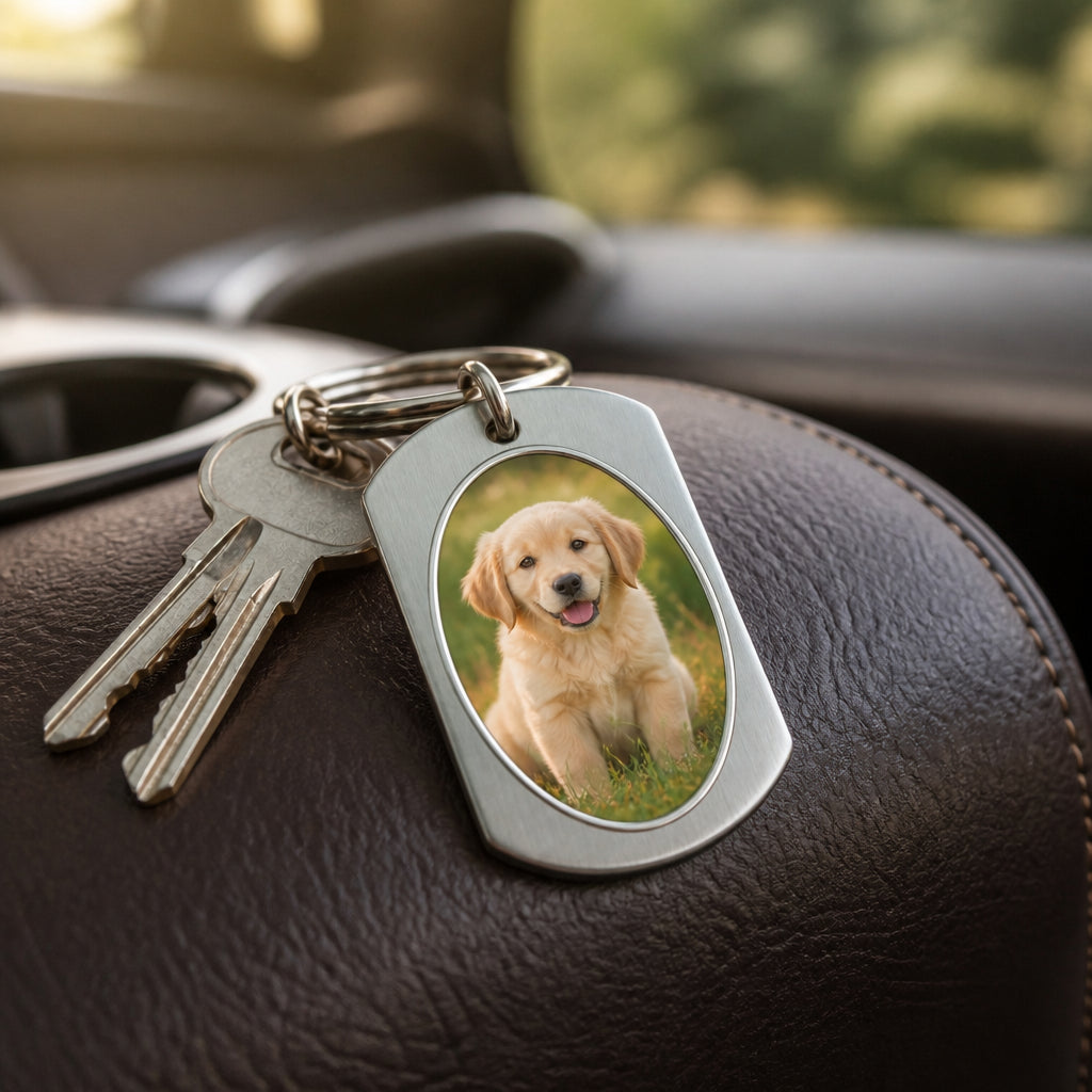 Pet Memorial Photo Keychain – Once by my side - Personalized Color Printed Stainless Steel Keychain edebb167-3961-47e5-9f75-462a0eb28d5f.jpg