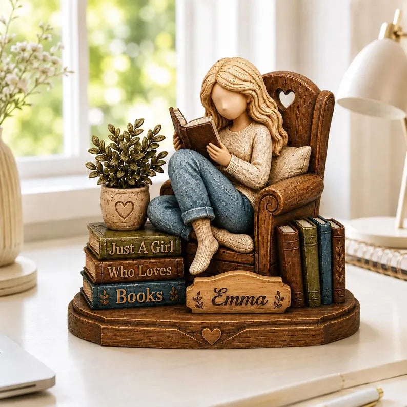 Personalized Book Lover Wooden Figurine, Custom Name Reading Girl Desk Decor, Bookshelf Decor, Gift for Reader Women edf00e2f-0af3-4e2d-a64e-94b63ae6ca7e-fdgf-6-.webp