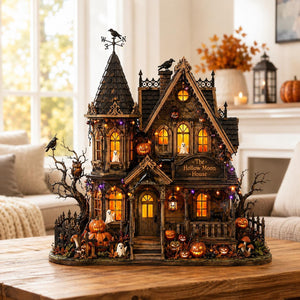 Personalized Halloween Haunted House Wooden Block, Gothic Spooky House Decor, Tabletop Sign, Fall Shelf Decoration ee032aaa-636d-46a3-a1fd-7243004b85e2-3.jpg