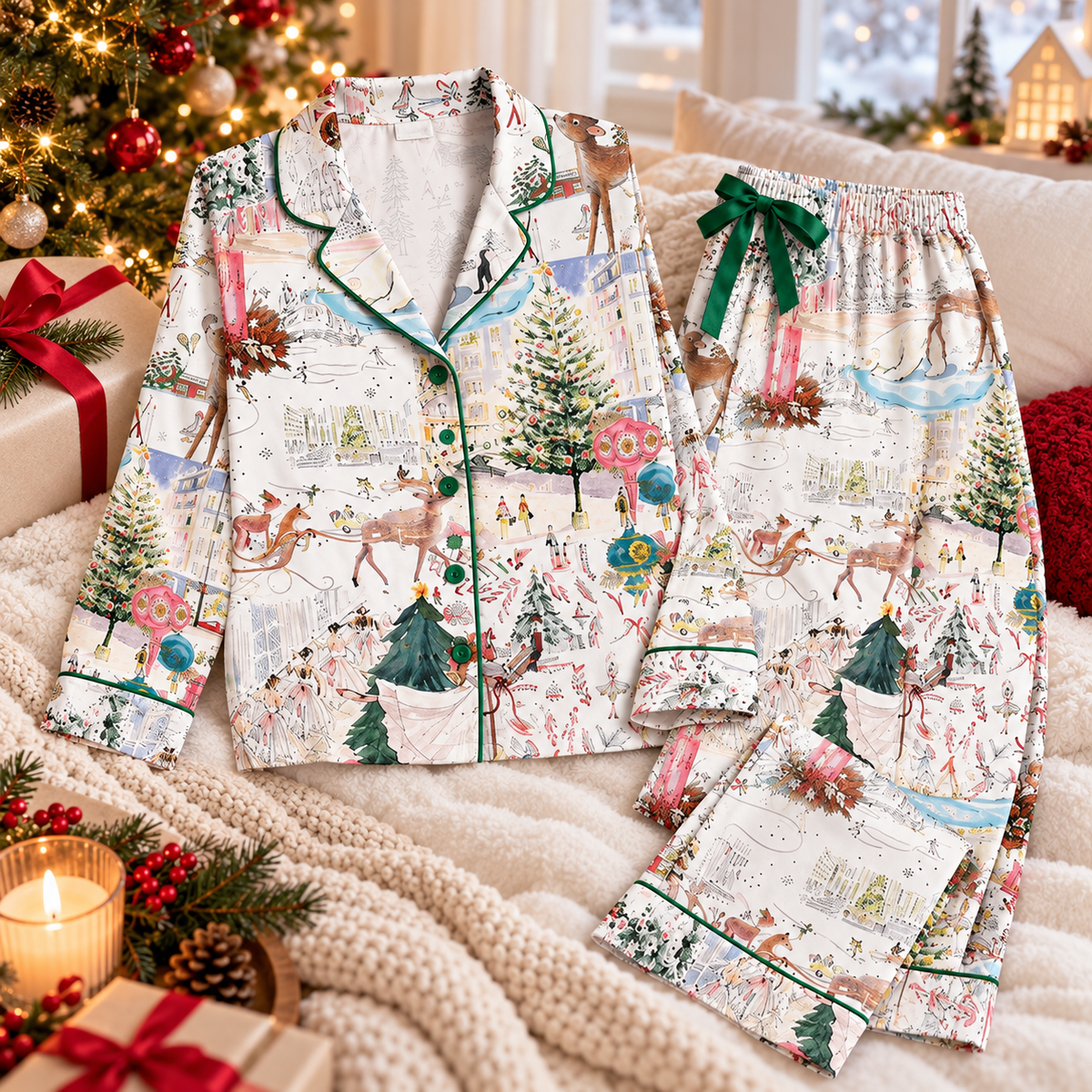 Women’s White Christmas Ballet Christmas Tree Elk Short Sleeve Satin Pajama Set, Pajama Nightwear Hot, Pajama Nightwear, Set for Hers ee0e05f9-420c-4075-8a29-d721cfbea1c7-q2.png