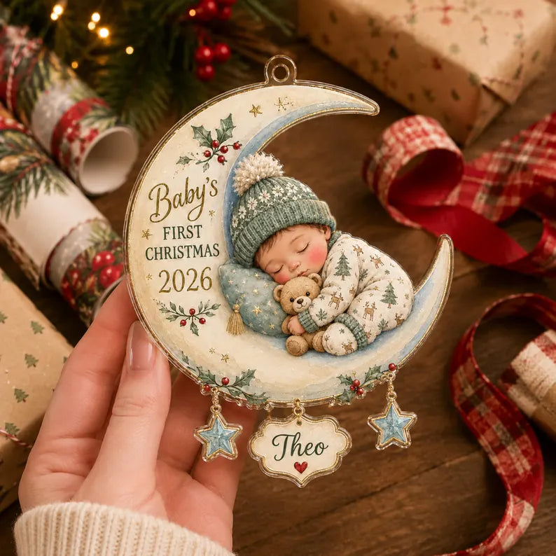Personalized Baby First Christmas Acrylic Ornament 2026, Custom Name Moon and Stars Keepsake, Newborn Christmas Gift for New Parents ee0ffece-5932-4f64-90e0-5ac625c8dce2-dfgdgf-1-.webp
