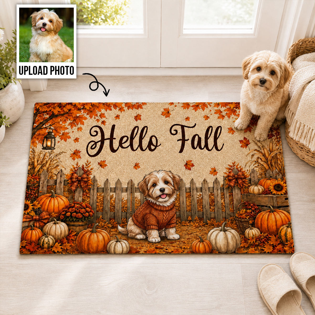 Vintage Dog Cat Hello Fall Photo Upload - Personalized Garden Flag - Fall Season Gift For Dog Mom, Cat Mom ee255e68-193d-4b0b-9c96-278ec02fd5de-1.jpg