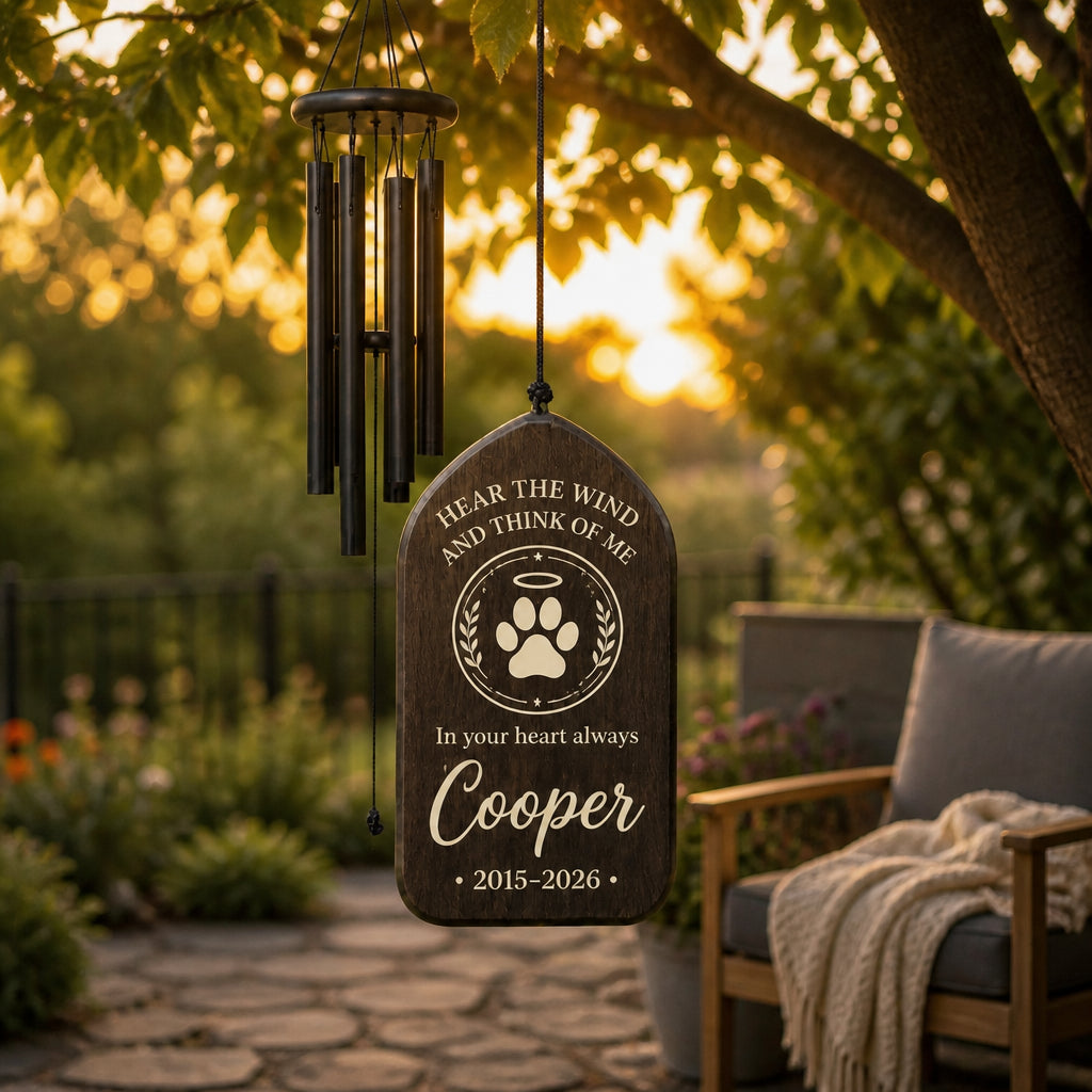 Pet Memorial Wind Chime — Hear the Wind and Think of Me (Photo • Name • Years) - Personalized Windchime ee262faf-25a3-400e-83c7-8404deffb547.jpg