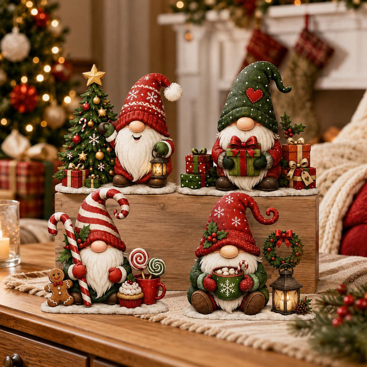 Christmas Gnome Wooden Block Set, Holiday Shelf Sitter Decor, Cute Santa Gnome Tabletop Signs, Rustic Christmas Home Decoration ee4e5f2a-a661-40d7-ab61-d60248c9f537-1.jpg