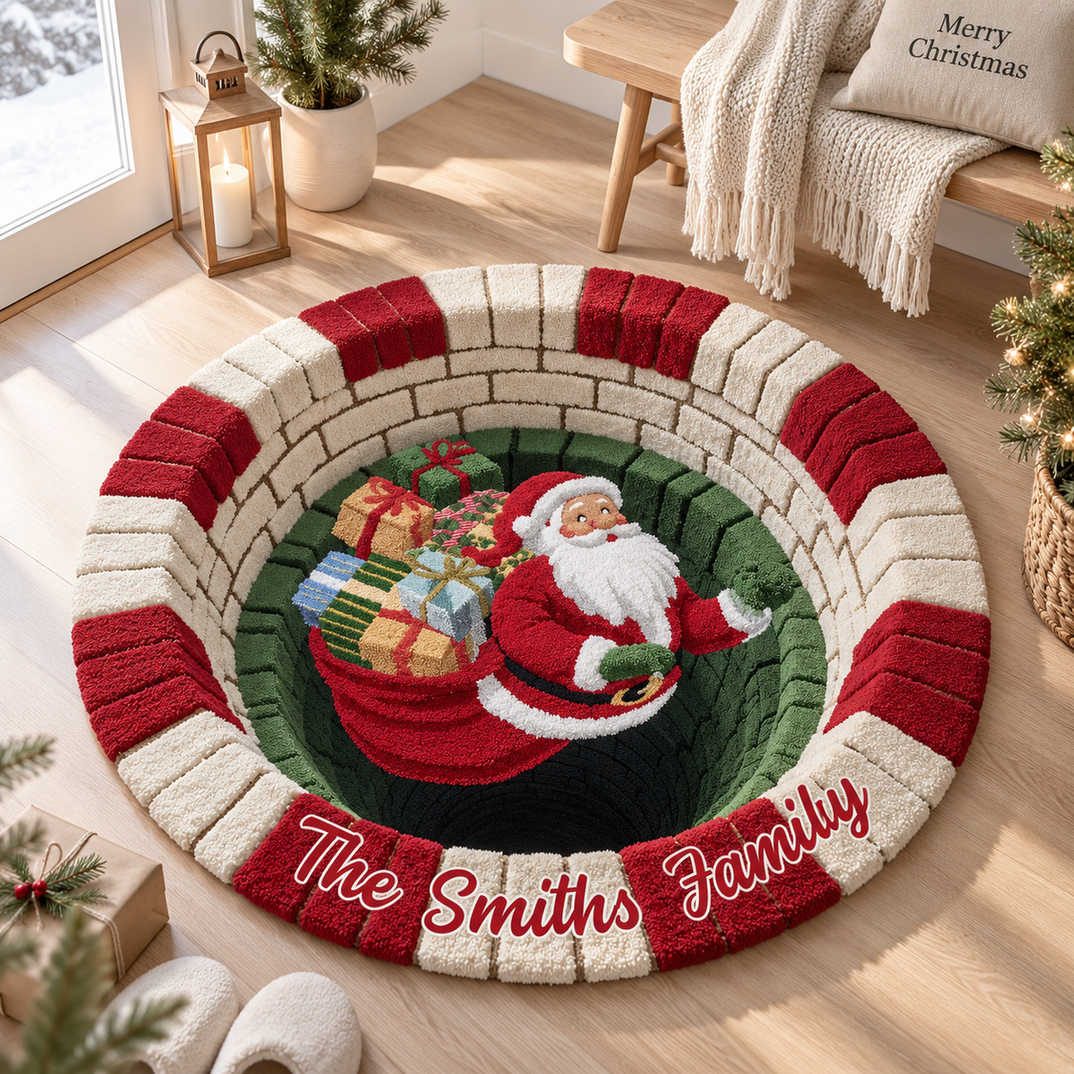 Personalized Santa Chimney Quilted Carpet – 3D Illusion Round Christmas Rug with Custom Family Name ee56e4e0-696e-4897-b27d-e78c4c82b460-hai.png