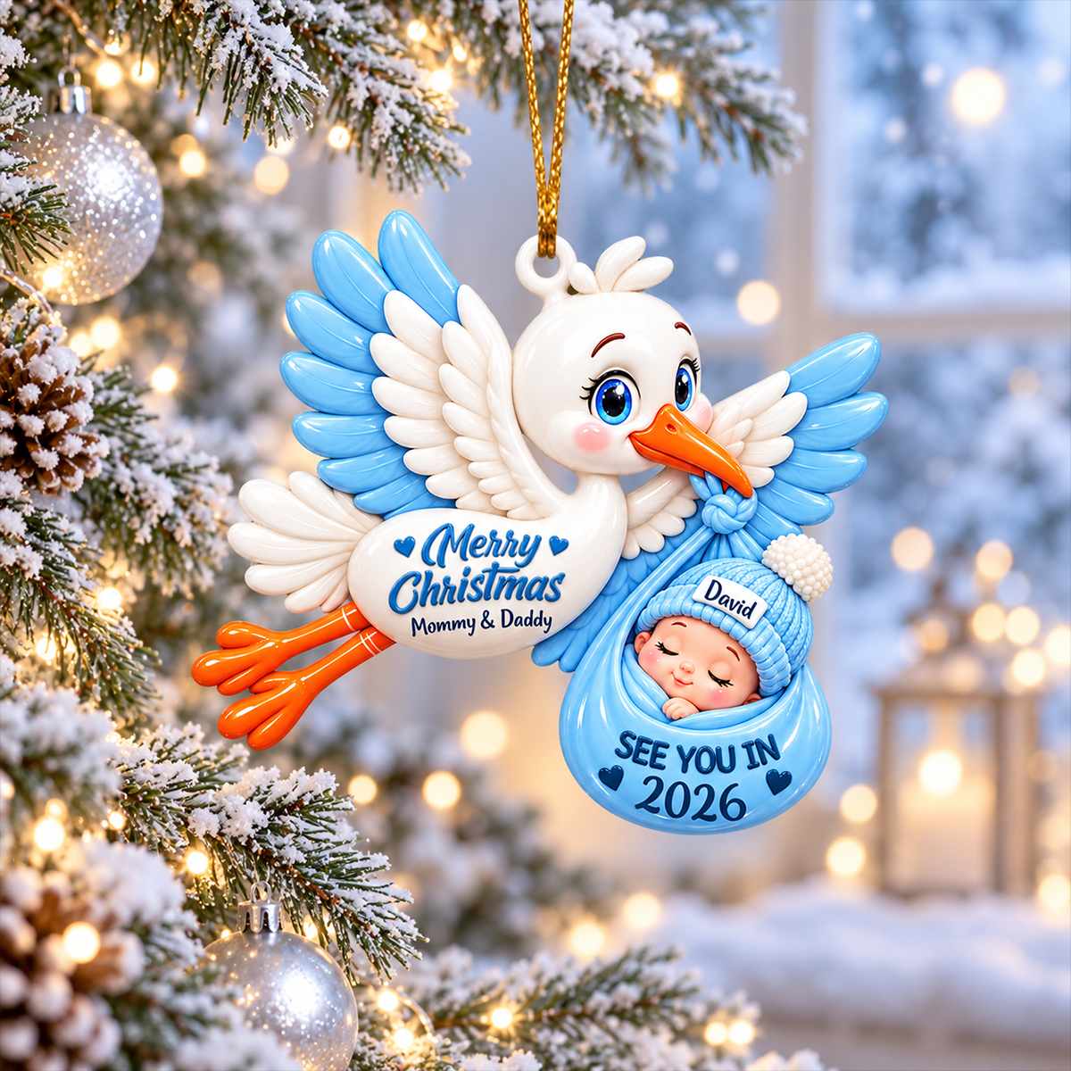 Stork Carrying Baby  - Personalized Real 3D Raised Ornament ee58328d-7553-4553-8850-afc5a7f0ad47-1-2-.png