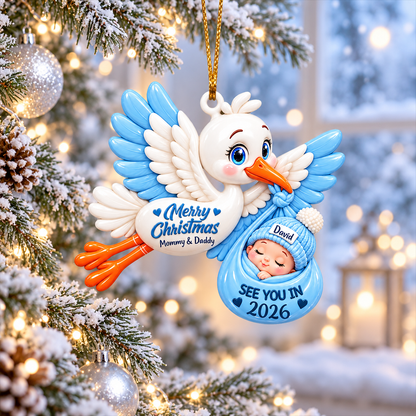 Stork Carrying Baby  - Personalized Real 3D Raised Ornament ee58328d-7553-4553-8850-afc5a7f0ad47-1-2-.png