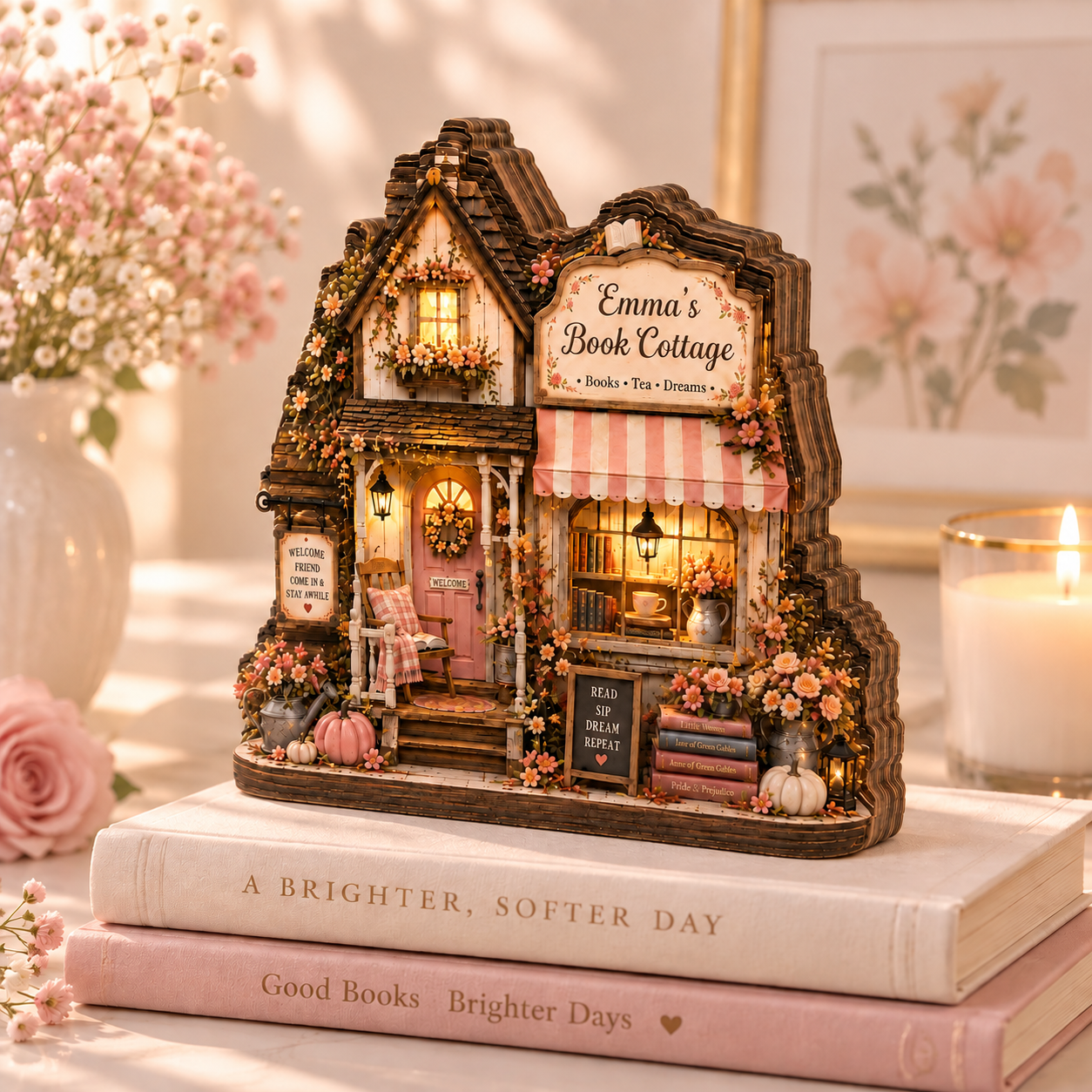 Custom Book Lover Cottage Shelf Sitter, Personalized Wooden Block, Cozy Reading House Decor, Gift For Reader Teacher ee686168-a572-450e-9ca6-c9c2af7c6d30-gff.png