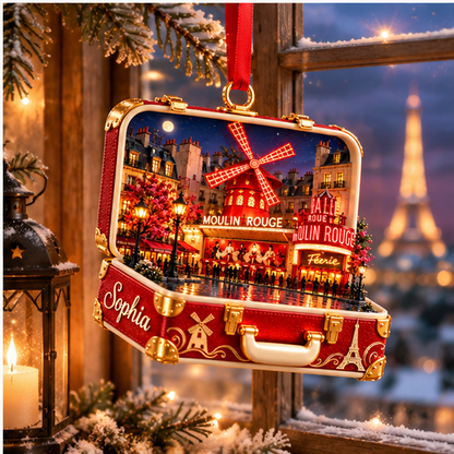 Personalized Moulin Rouge Paris 3D Suitcase Christmas Ornament, Custom Name France Travel Keepsake, Paris Cabaret Vacation Souvenir Gift ee7923e2-1261-4125-849f-1c040b16bea0-moulin_rouge_paris_window_1200x1200.png
