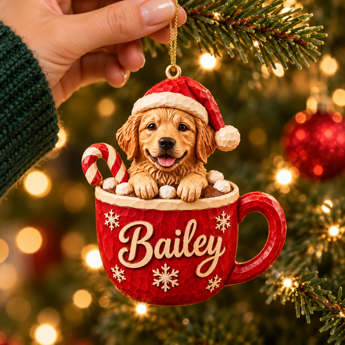 Personalized Dog Christmas Ornament – Custom Pet Photo & Name, 3D Relief Hot Cocoa Mug Ornament, Christmas Gift for Dog Lovers ee7bced2-63bd-48f0-871c-61fdcfd87b00-Bailey-Puppy-Cocoa-Mug-Ornament-4.png