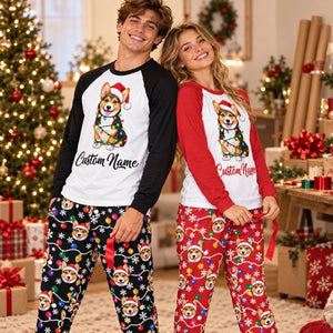 Personalized Dog Face Christmas Pajamas Set, Custom Pet Picture Name Christmas PJs, Xmas Lights Matching Family Xmas Sleepwear Holiday Gift ee82b24d-b4c9-433c-99c5-4dc53e24c009-il_1588xN.8575026906_rfpx.jpg