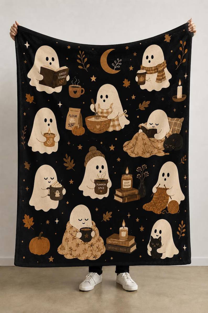 Cute Ghost Halloween Blanket, Cozy Halloween Throw Blanket, Neutral Beige Ghost Decor, Spooky Season Plush Blanket, Fall Couch Blanket Gift ee965eaf-ae99-4a47-a1eb-8a23ae7a4bff-dfgbvyt-3-.jpg