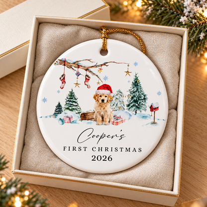 Custom Dog's First Christmas Ornament, Personalized Puppy's Portrait & Name Ceramic Keepsake ee98dc46-5d29-4b49-9d1a-a973644f244e-banner-3.png