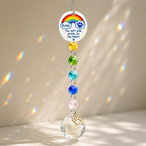 Pet Memorial Suncatcher – You Left Paw Prints On My Heart (Name Personalized) - Personalized 1 Layered Suncatcher with Charm eea3436d-48d9-4a35-a9be-36c57059373b.jpg