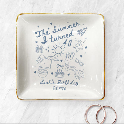 Personalized 40th Birthday Ring Dish, Summer Theme Jewelry Tray eeaa2b1a-59be-4383-ab75-e59fbc49bb80-1.jpg
