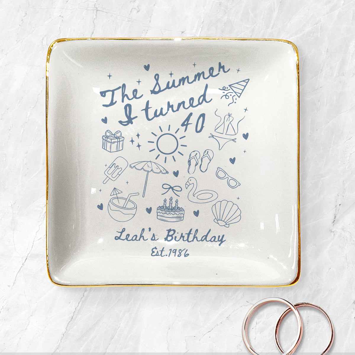 Personalized 40th Birthday Ring Dish, Summer Theme Jewelry Tray eeaa2b1a-59be-4383-ab75-e59fbc49bb80-1.jpg