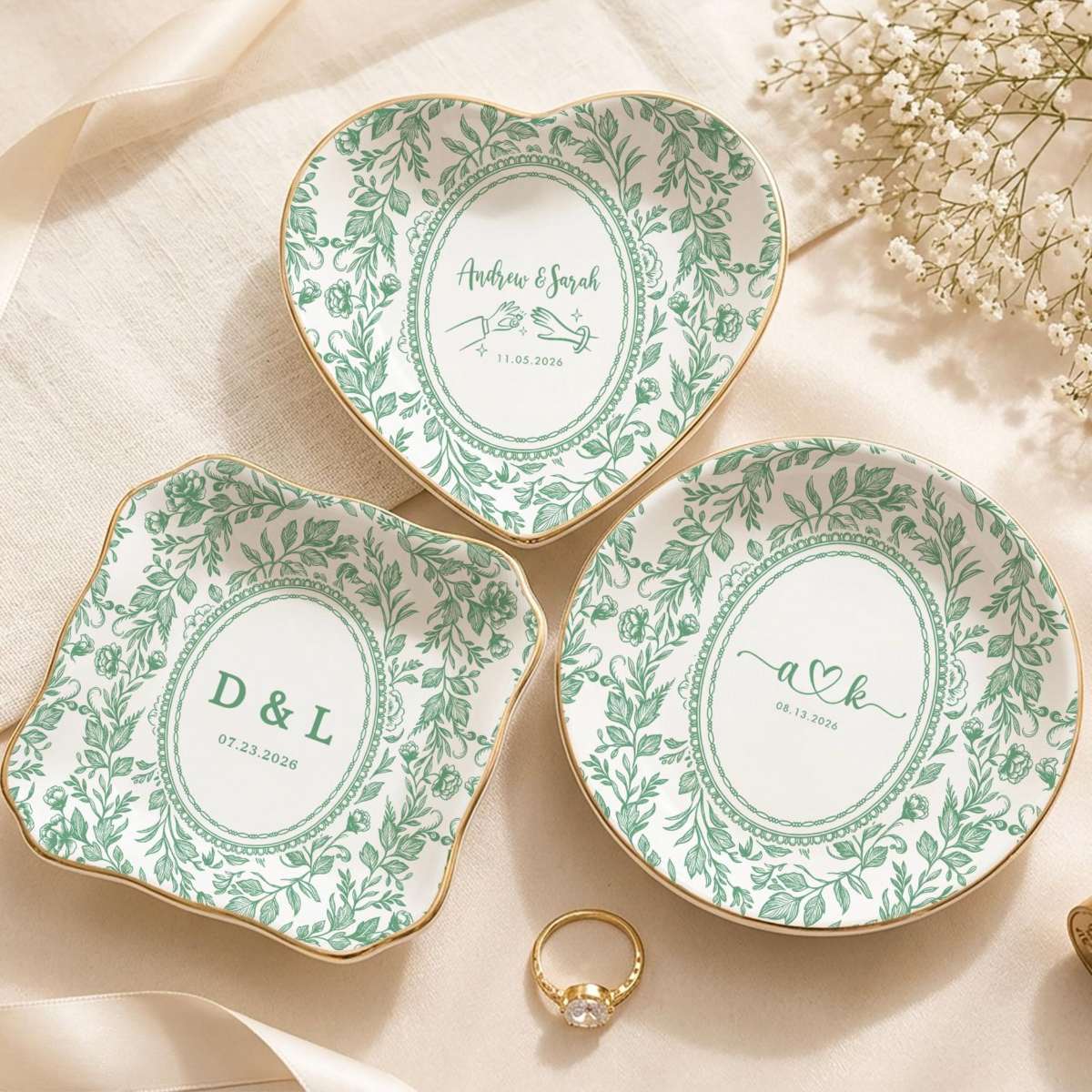 Personalized Toile De Jouy Ring Dish, Custom Ceramic Jewelry Tray, Wedding Ring Holder, Engagement Gift for Couple eec1e8c1-0b8f-42c2-b399-368795d5a598-10.png