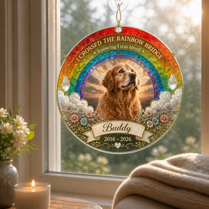 Rainbow Bridge Pet Memorial Suncatcher – Photo, Name & Years - Personalized Suncatcher Stained Glass eeca4567-c467-4c1b-b129-babf75d6c126.jpg