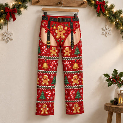 Men's Ugly Christmas Pajama Pants: Fake Chaps Gingerbread Thong Gag Gift eee95991-a294-486e-8be7-4e3ad3438978-3.jpg