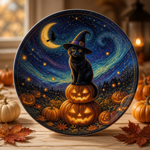 Whimsical Halloween Night Cat Ceramic Plate - Personalized Ceramic Plate ef1c4f13-5229-4b9d-8ce0-965a22dec9f7.png