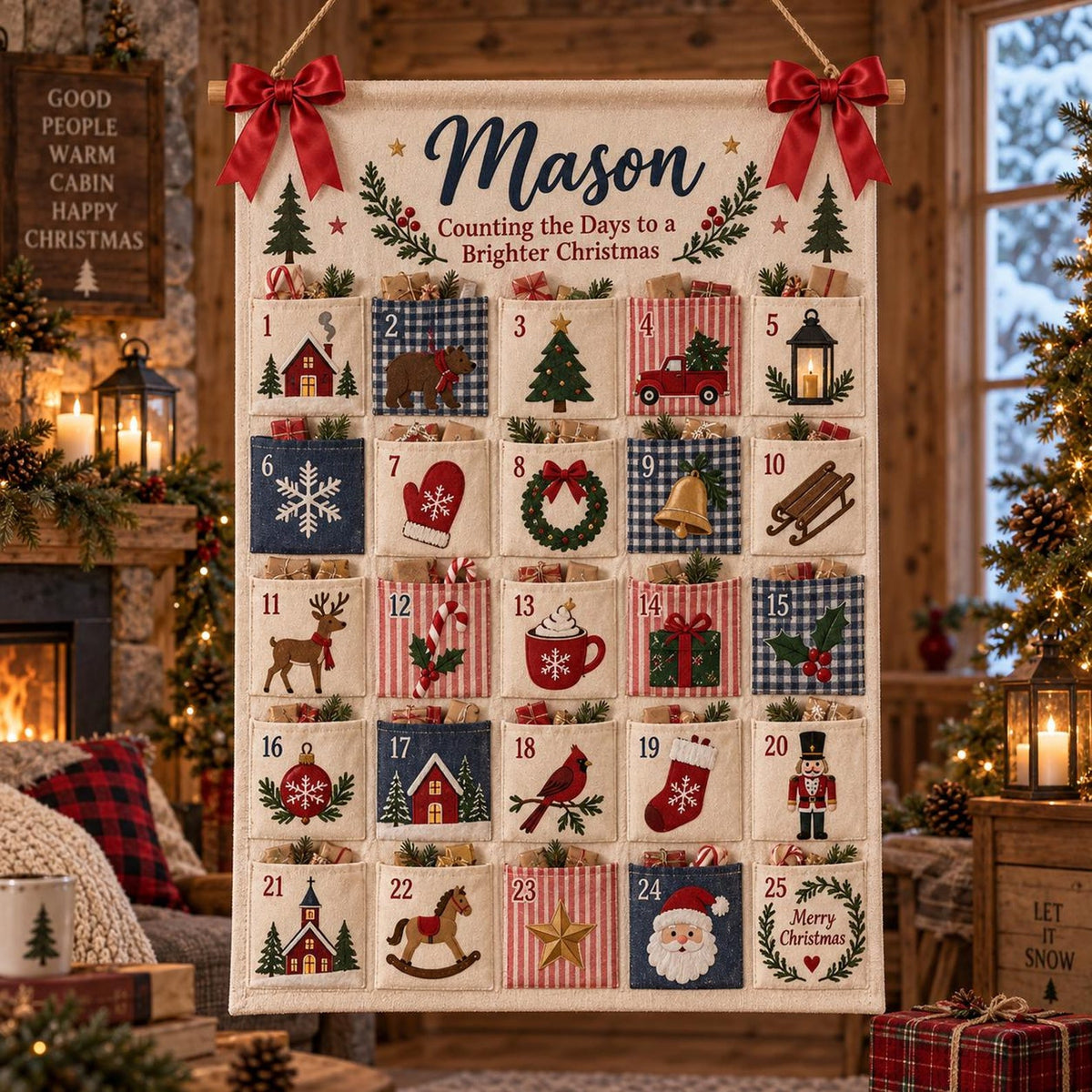 Personalized Fabric Advent Calendar, 25-Pocket Fabric Countdown Organizer, Kids Advent Calendar, Reusable Wall Hanging, Christmas Decor ef1e39c0-ca44-4031-9c63-be4d8297945e-il_1588xN.8602532657_a6nh.jpg
