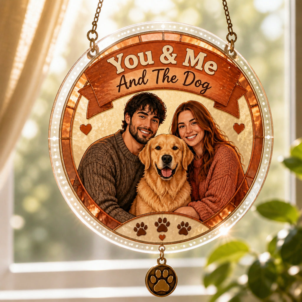 You & Me And The Dog – Custom Couple & Pet Portrait Campfire Mug - Personalized 1 Layered Suncatcher with Charm ef266c29-a87d-4f0a-84c6-efde43bac8bd.jpg