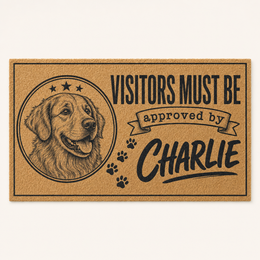 Visitors Must Be Approved By [Pet Name] – Custom Pet Portrait Doormat - Personalized Doormat ef2ac241-e86e-49db-93c5-e8c562c1d287.png