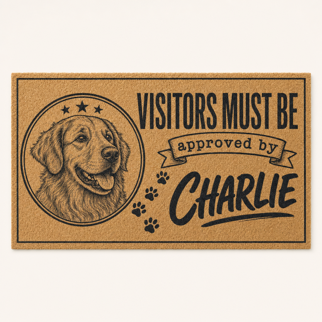Visitors Must Be Approved By [Pet Name] – Custom Pet Portrait Doormat - Personalized Doormat ef2ac241-e86e-49db-93c5-e8c562c1d287.png