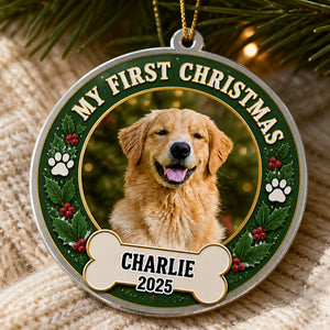 My First Christmas Pet Photo Ornament — Bone Tag Edition - Personalized Aluminum Ornament ef2afd0a-48f7-4e99-9a84-798e754194f6.jpg